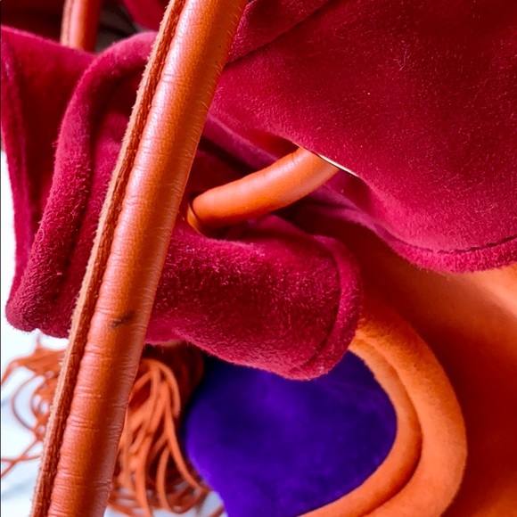 Salvatore Ferragamo Orange Purple Suede Haley Bag - Picture 11 of 15